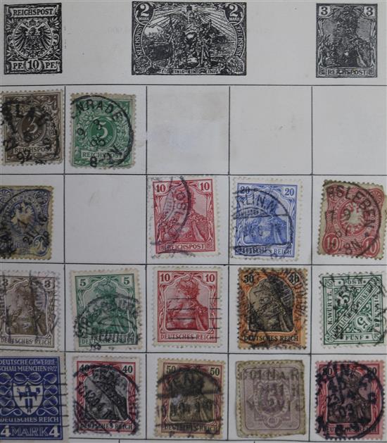 The York stamp album including a Ceylon 5 cents and China stamps, other albums of stamps and loose